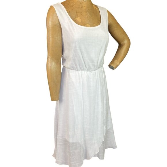 AUW White Flowy Sleeveless Dress Sz L #127L - Picture 2 of 7